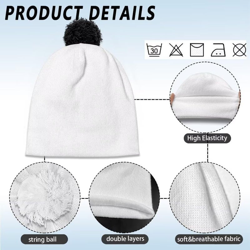Hechitok Beanie Hat Knit Winter Hats for Girls Boys, Slouchy Beanies Cuffed Skull Cap Warm Ski Hat, Black Ball - Image 4